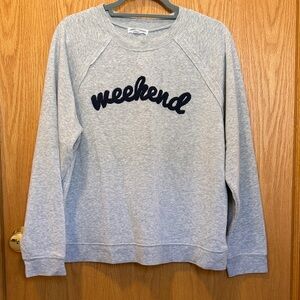 Grayson Threads Gray Crewneck Sweater with navy color yarn detail